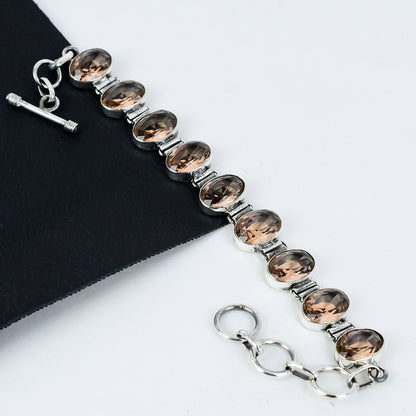 Peach Morganite Sterling Silver Bracelet