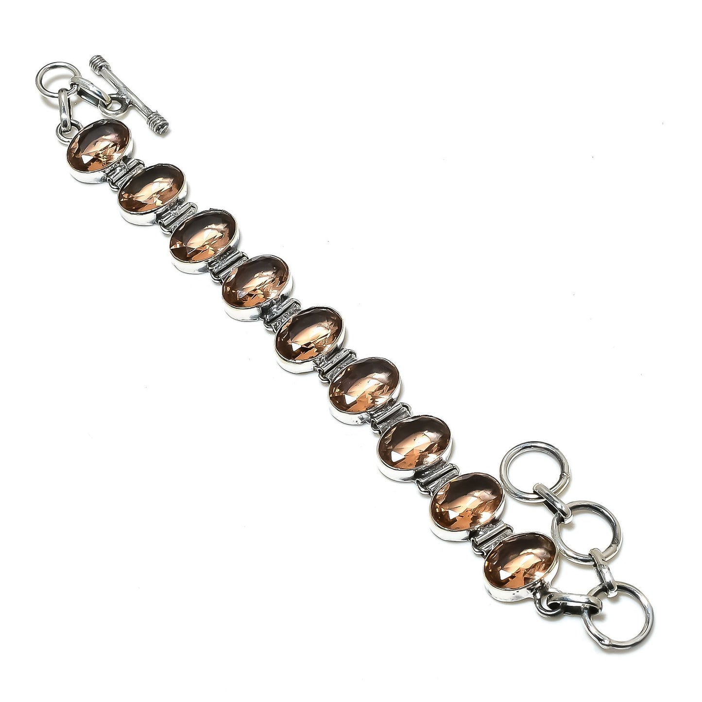 Peach Morganite Sterling Silver Bracelet