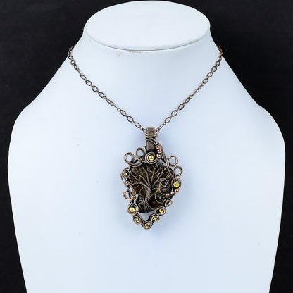 Copper Ammonite Fossil Gemstone Pendant