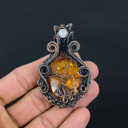 Golden Amber Gemstone Pendant