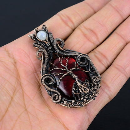 Red Labradorite Tree of Life Gemstone Pendant