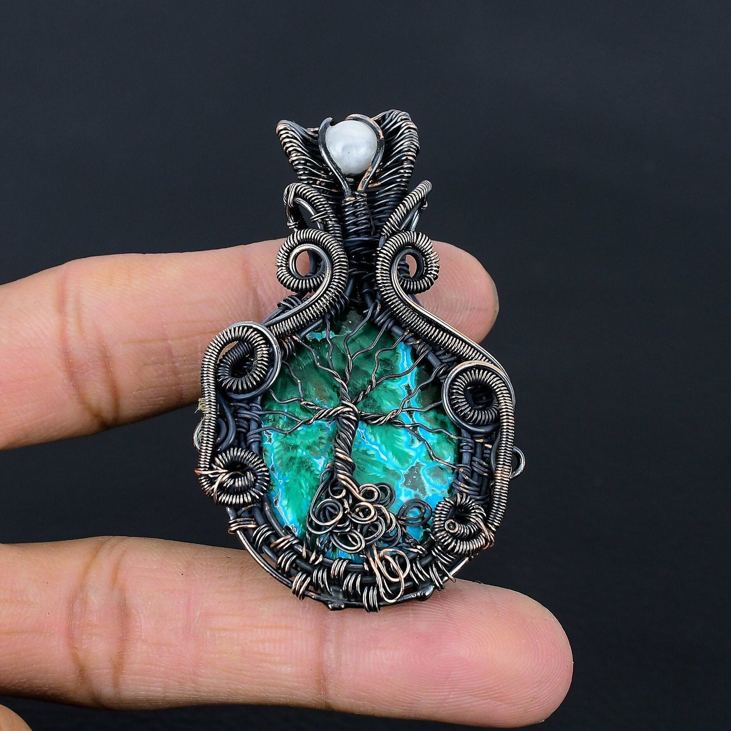 Blue Green Azurite Malachite Gemstone Pendant
