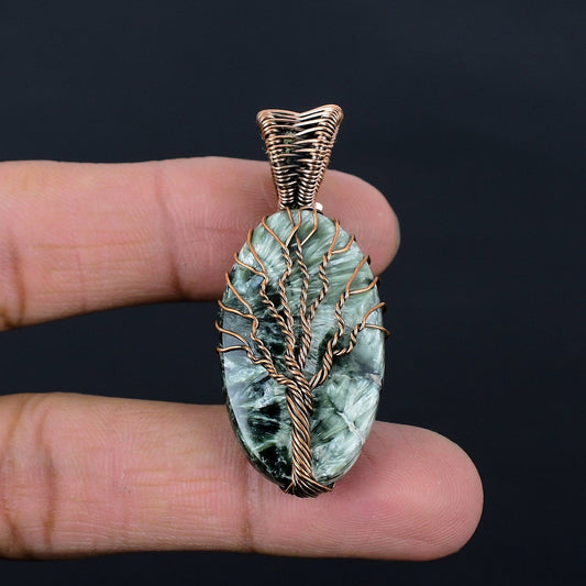 Green Seraphinite Gemstone Pendant
