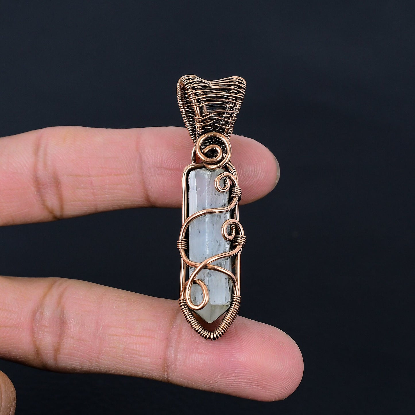 White Selenite Gemstone Copper Pendant