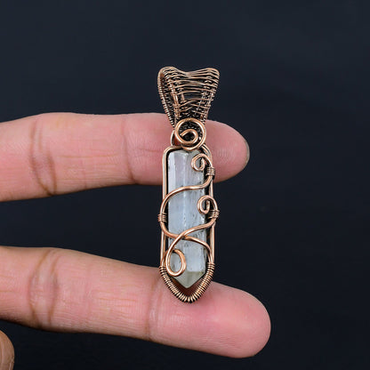 White Selenite Gemstone Copper Pendant