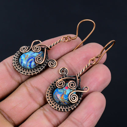 Rainbow Calcilica Gemstone Earrings