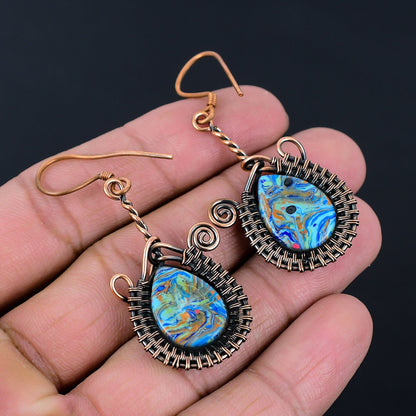 Rainbow Calcilica Gemstone Earrings