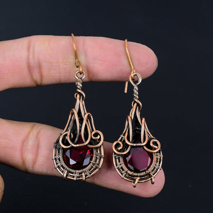 Garnet Red Gemstone Earrings