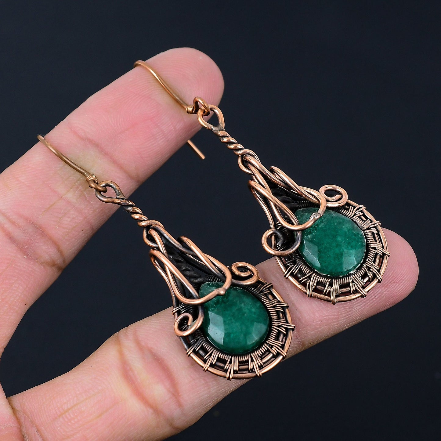 Green Emerald Gemstone Earrings