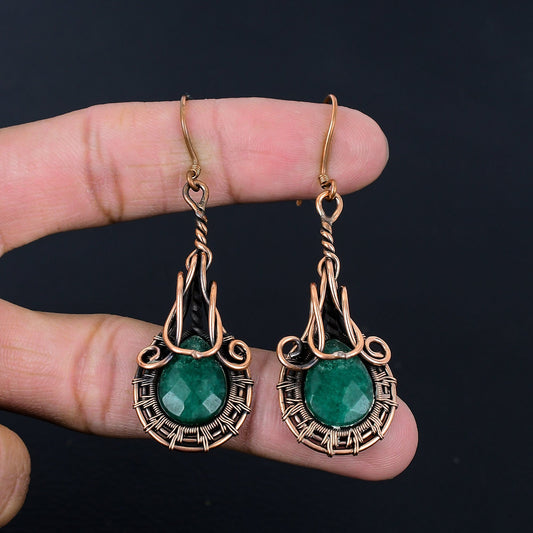 Green Emerald Gemstone Earrings
