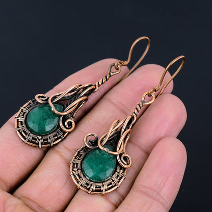 Green Emerald Gemstone Earrings
