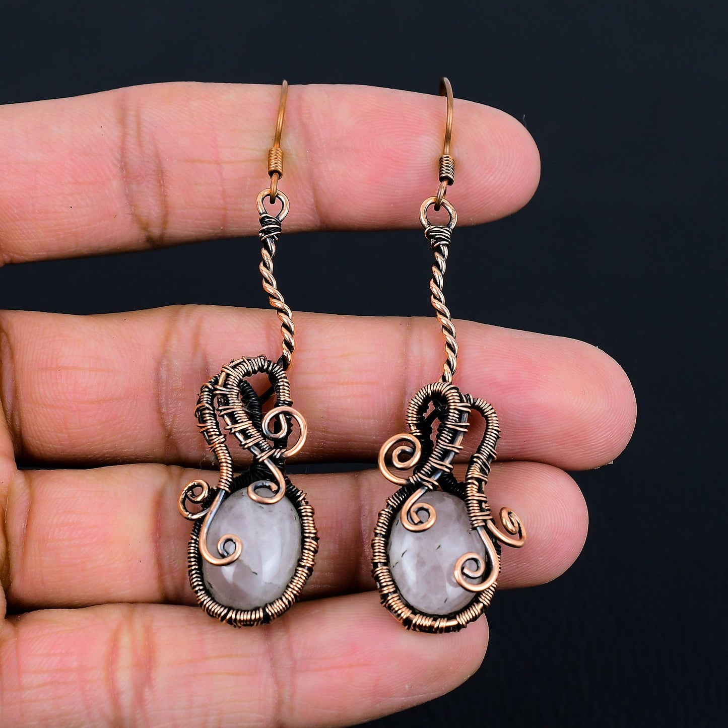 Pink Rose Quartz Gemstone Earrings