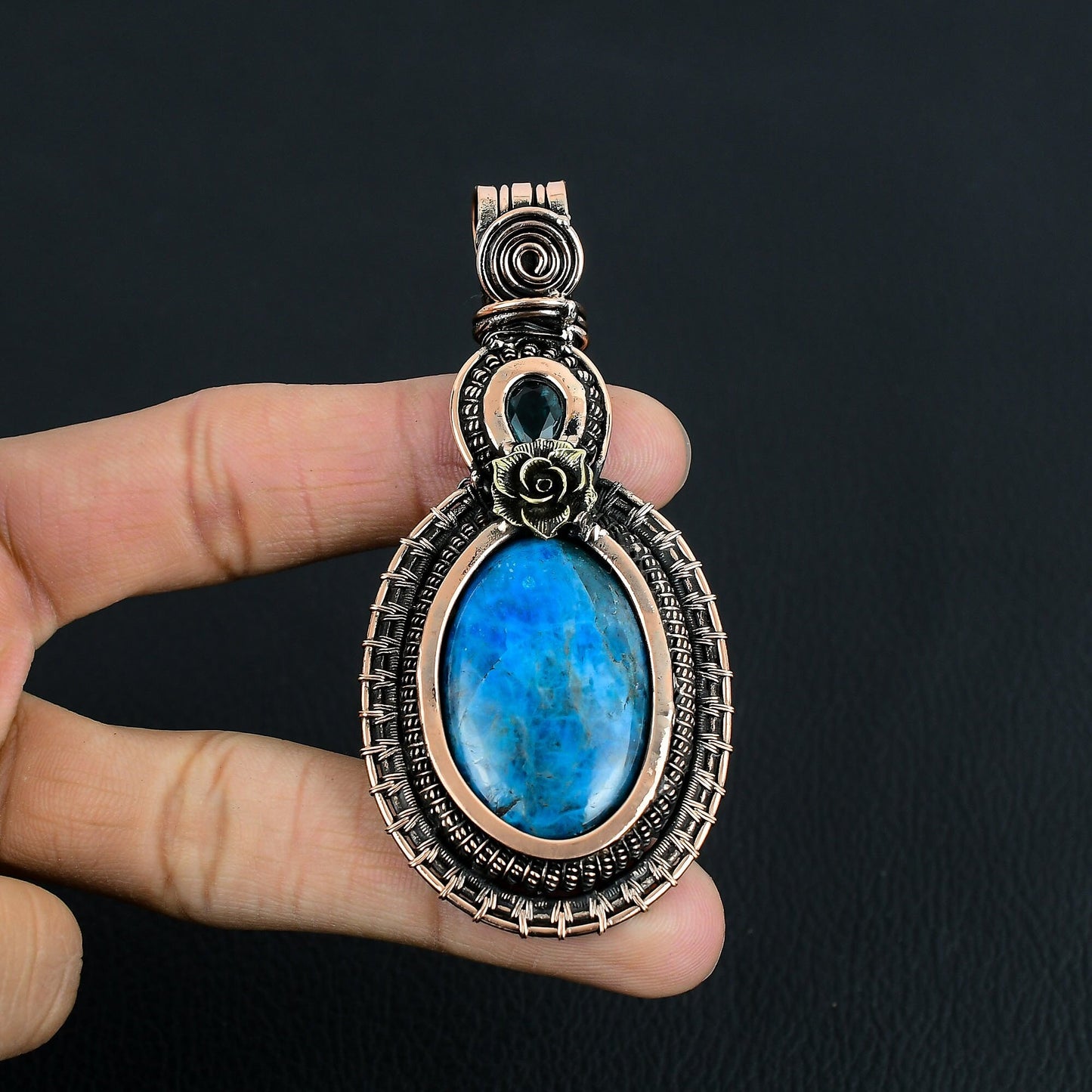 Neon Blue Apatite Gemstone Pendant