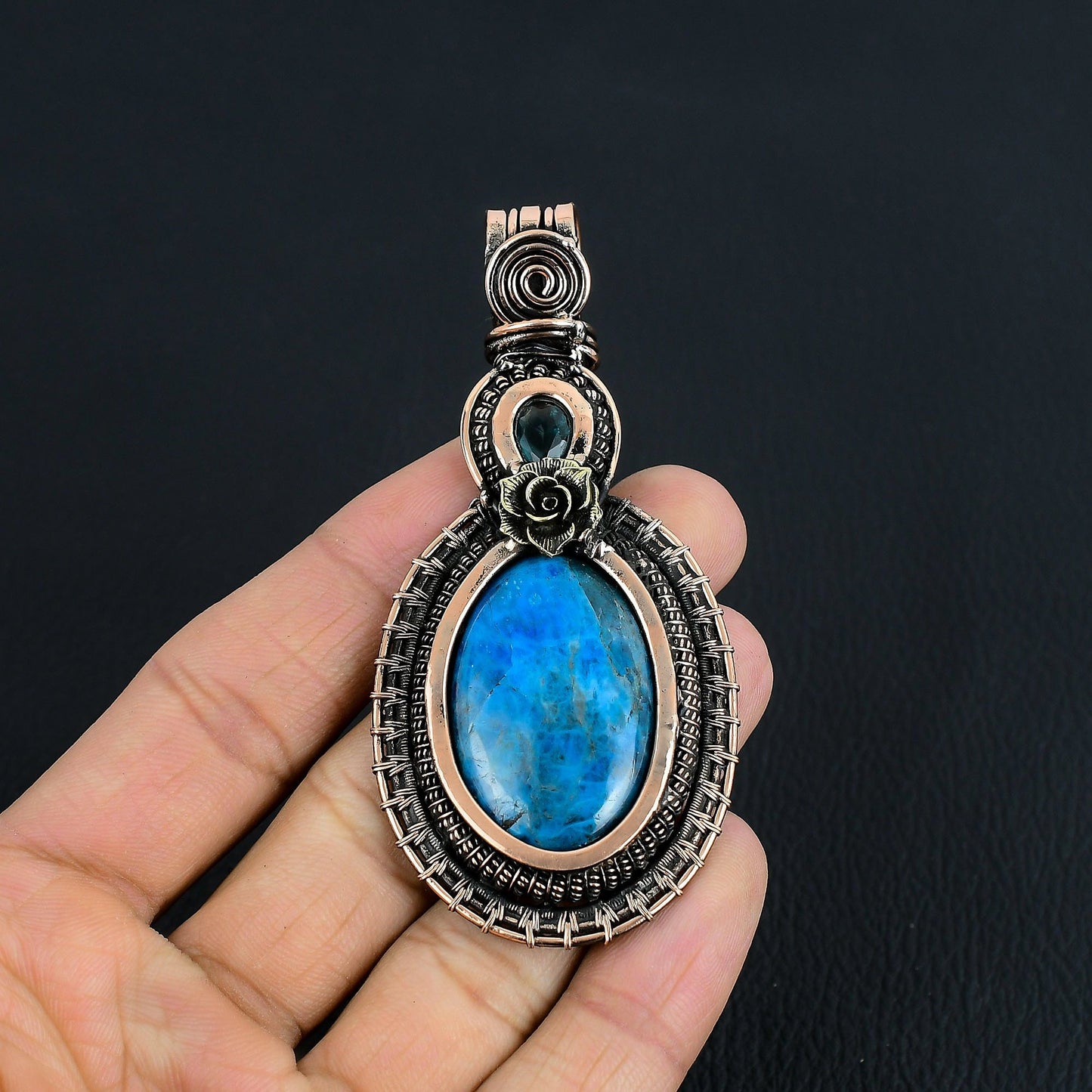 Neon Blue Apatite Gemstone Pendant