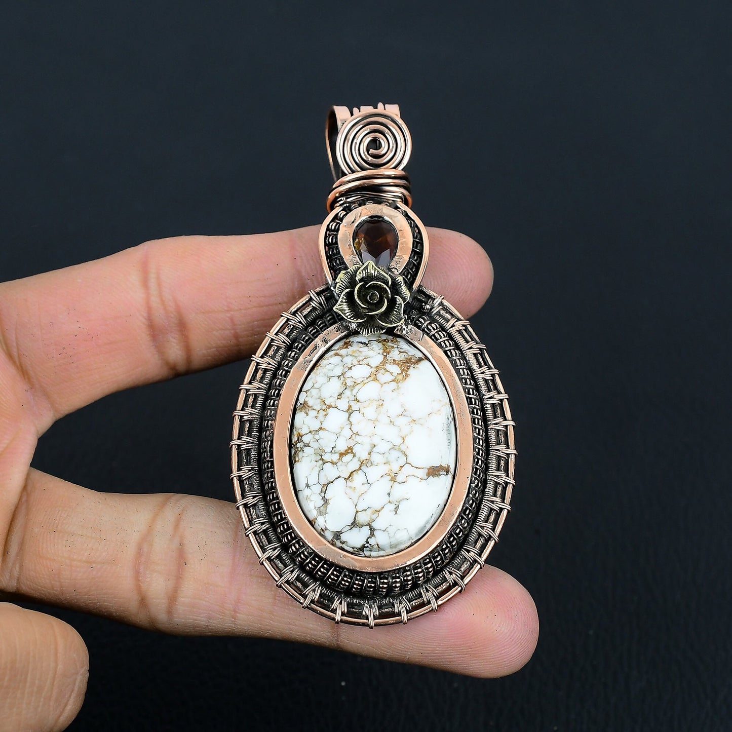 Brown & White Wild Horse Jasper Gemstone Pendant