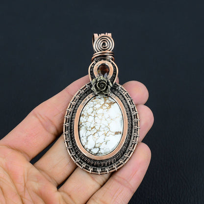Brown & White Wild Horse Jasper Gemstone Pendant