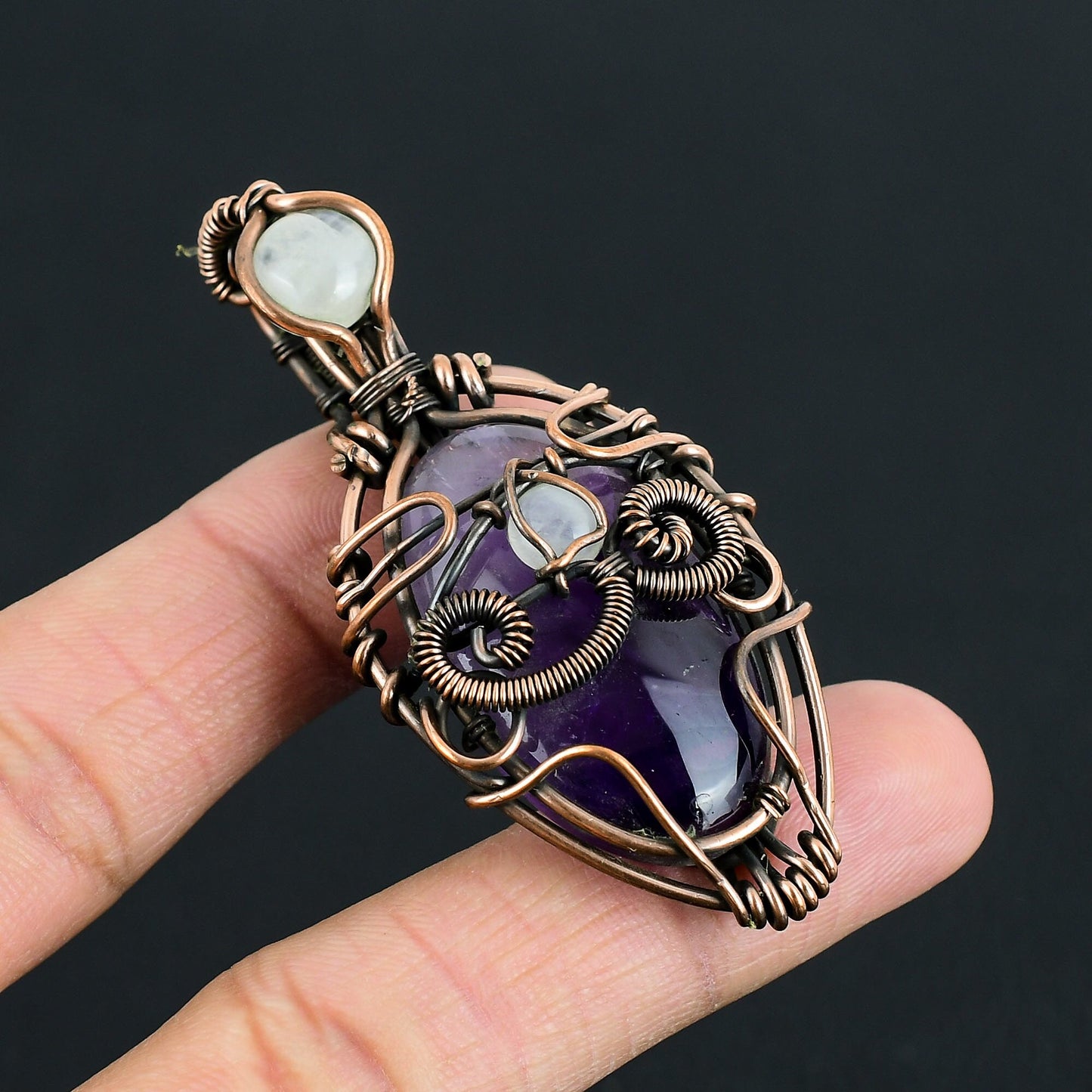 Purple Amethyst Gemstone Evil Eye Pendant