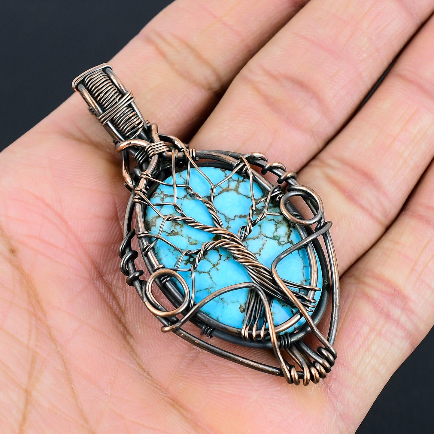 Turquoise Gemstone Tree of Life Pendant