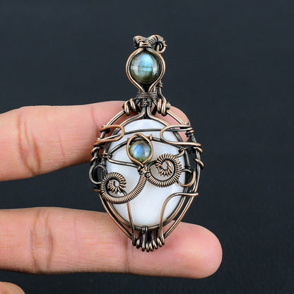 Pink Opal Gemstone Evil Eye Pendant