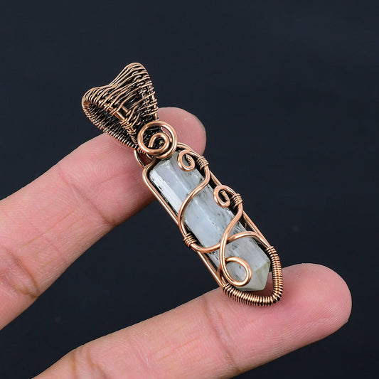 White Selenite Gemstone Copper Pendant