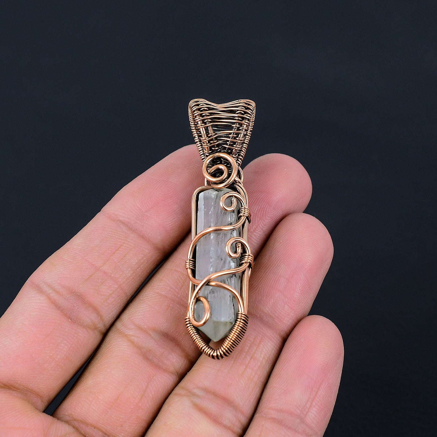 White Selenite Gemstone Copper Pendant