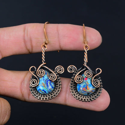 Rainbow Calcilica Gemstone Earrings