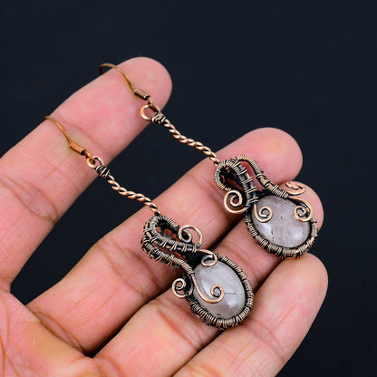 Pink Rose Quartz Gemstone Earrings