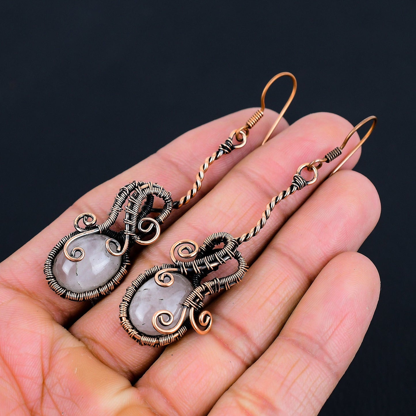 Pink Rose Quartz Gemstone Earrings