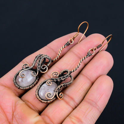 Pink Rose Quartz Gemstone Earrings