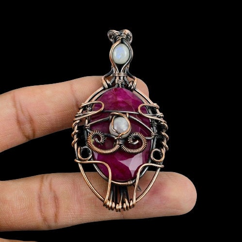 Red Ruby Gemstone Eye of Ra Pendant