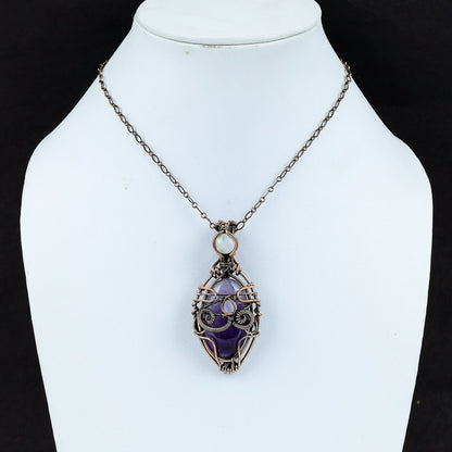 Purple Amethyst Gemstone Evil Eye Pendant