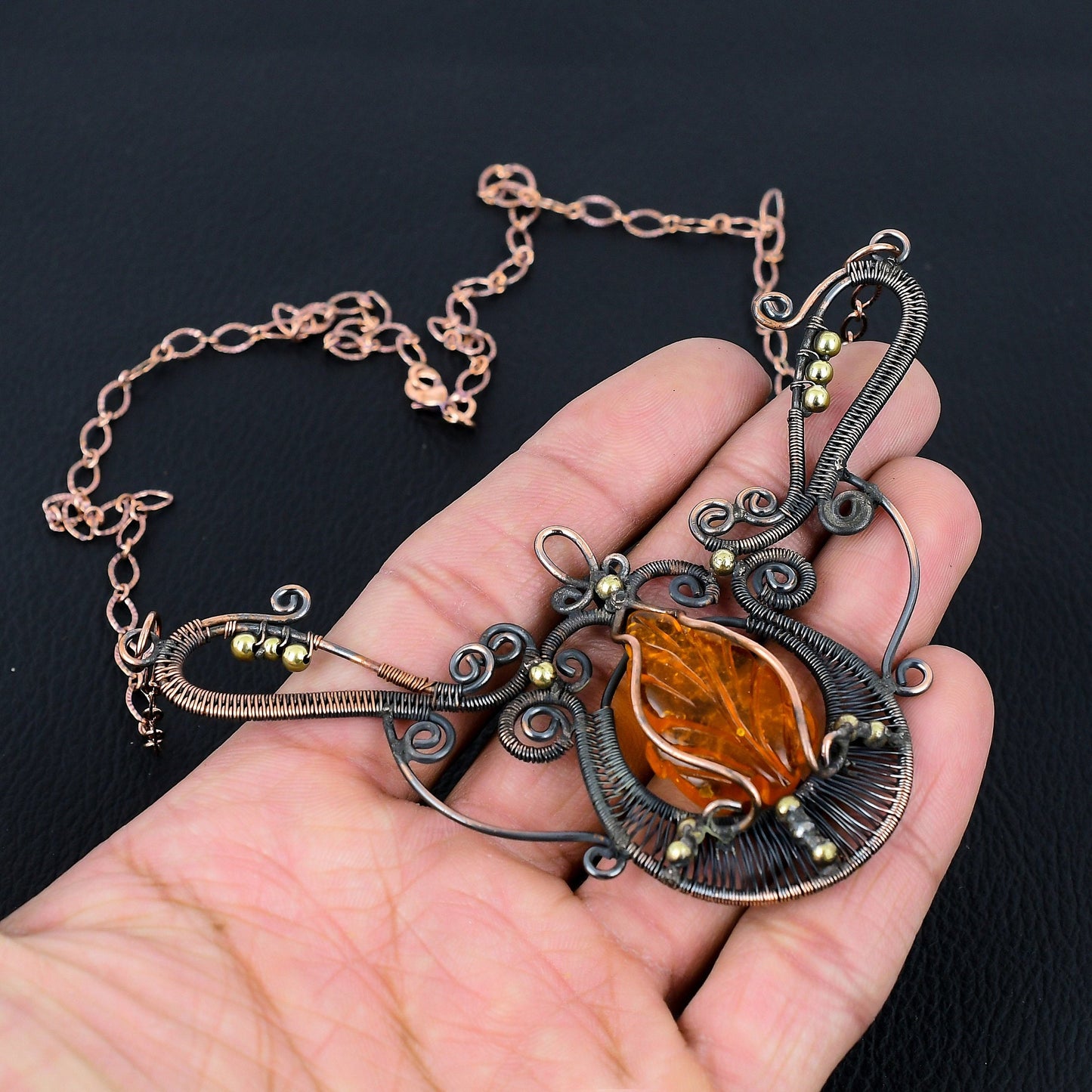 Amber Gemstone Pendant Necklace
