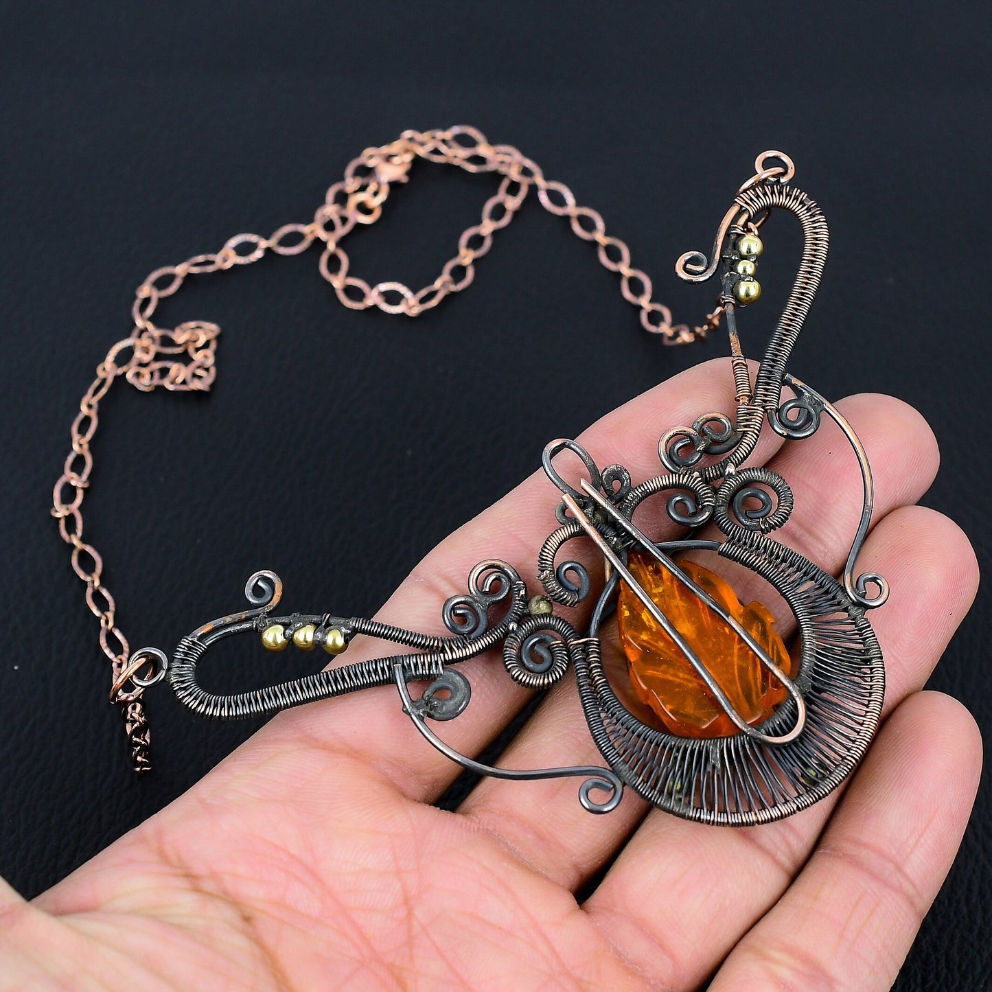 Amber Gemstone Pendant Necklace