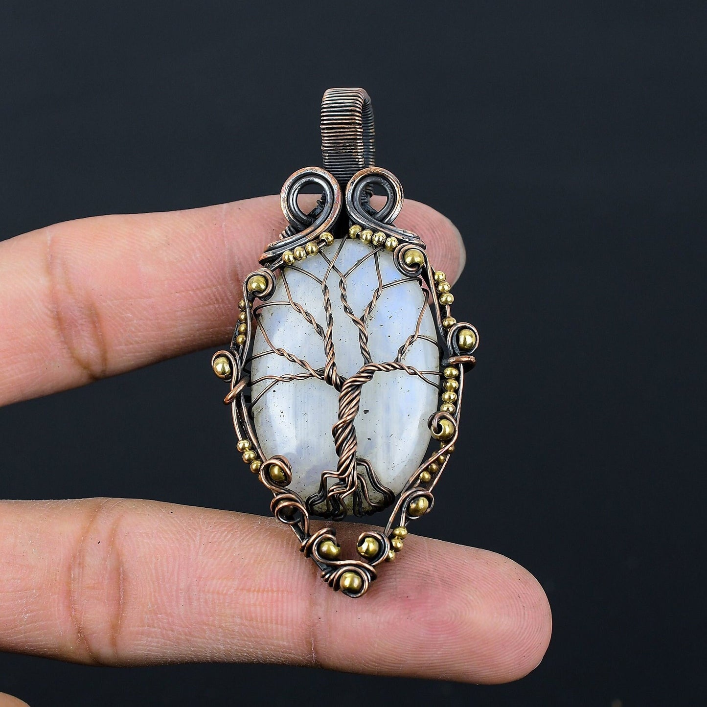 Copper Moonstone Gemstone Pendant