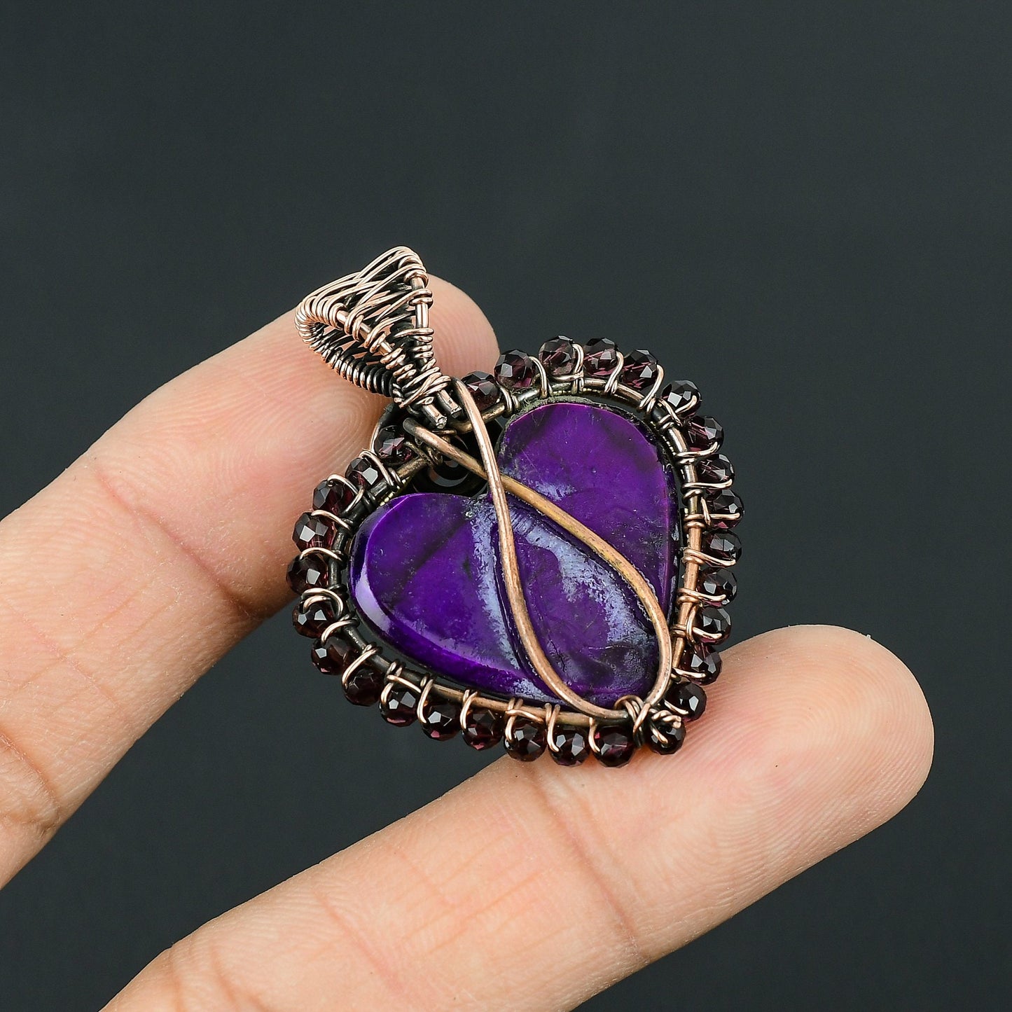 Purple Flash Labradorite Heart Gemstone Pendant
