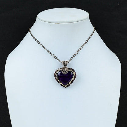 Purple Flash Labradorite Heart Gemstone Pendant