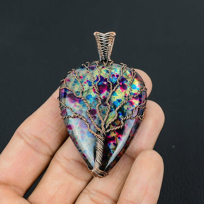 Multi-Color Labradorite Gemstone Tree of Life Pendant