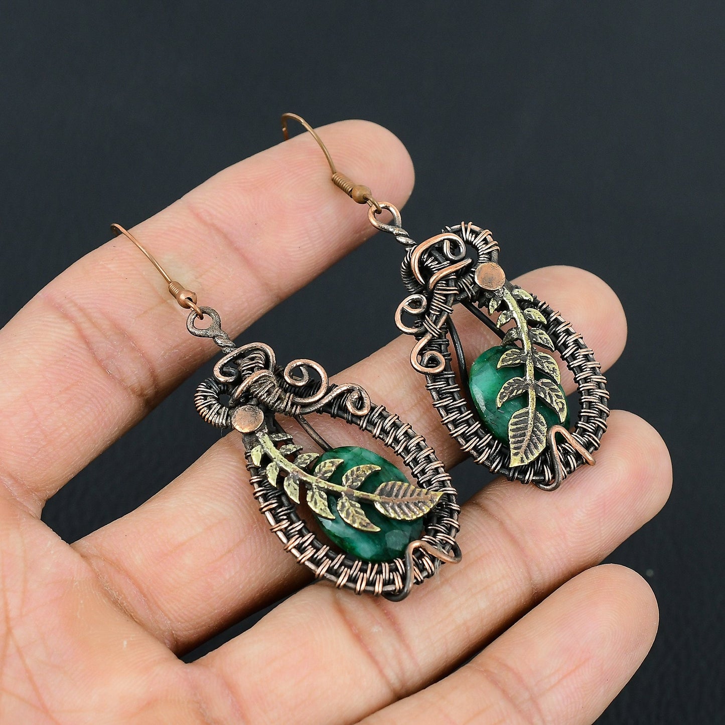 Green Emerald Gemstone Earrings