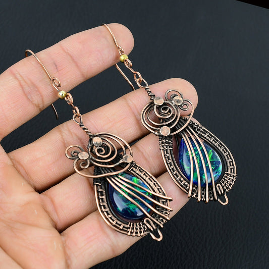 Blue Opal Gemstone Earrings