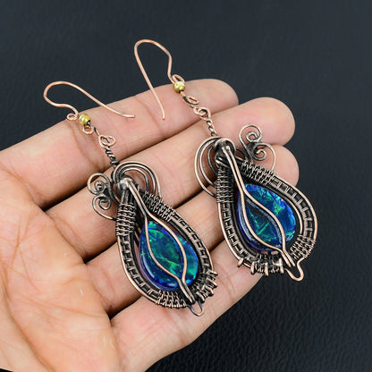 Blue Opal Gemstone Earrings