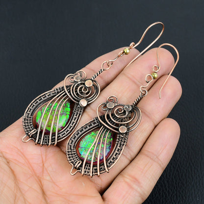 Pink Triplet Opal Gemstone Earrings