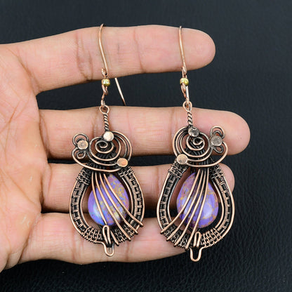 Purple Turquoise Gemstone Earrings