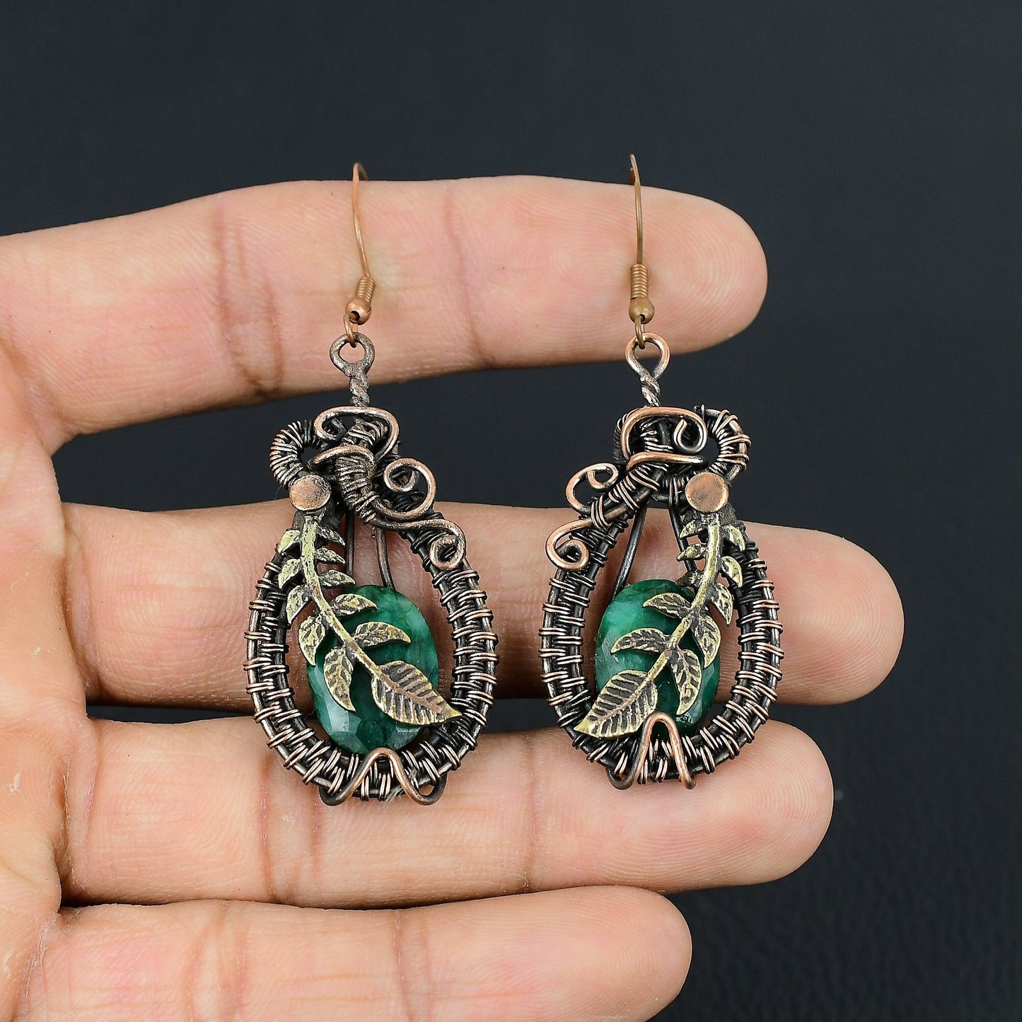 Green Emerald Gemstone Earrings