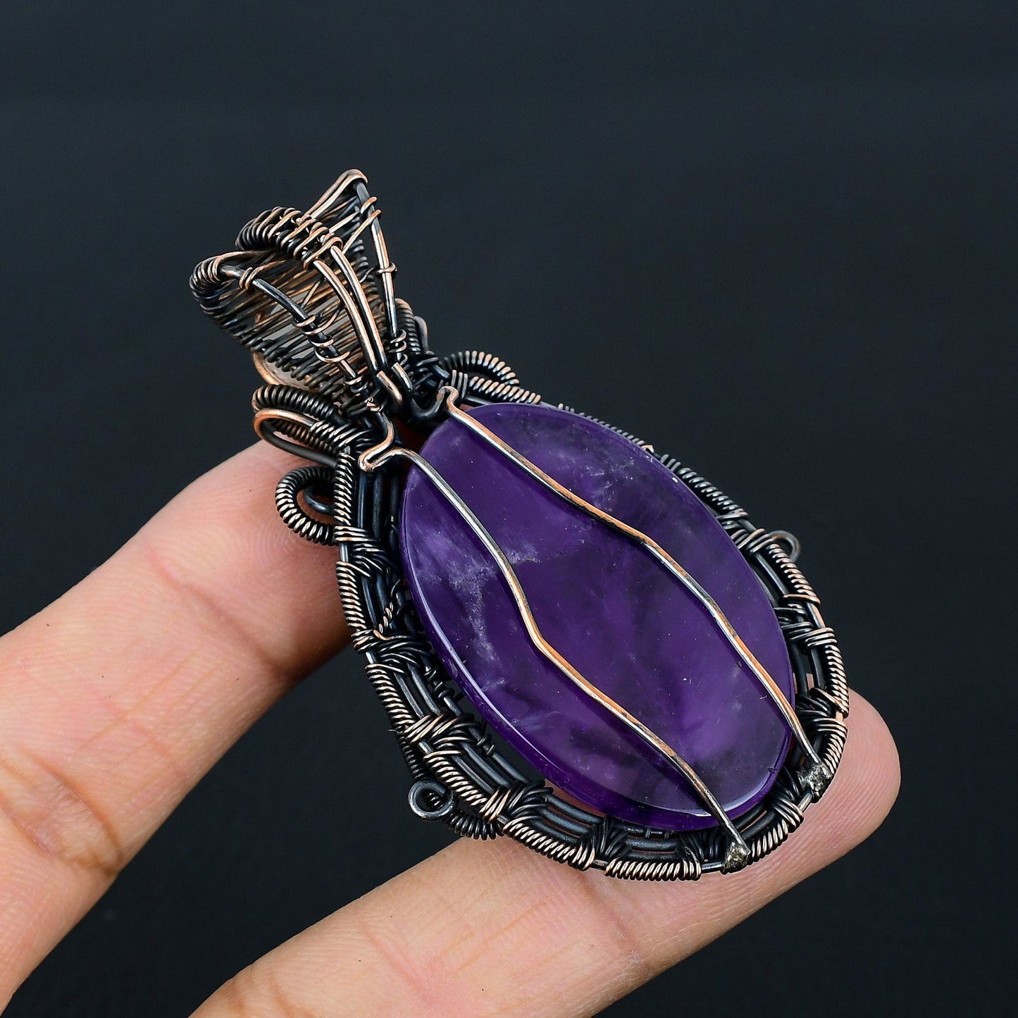 Purple Amethyst Gemstone Pendant with Moonstone