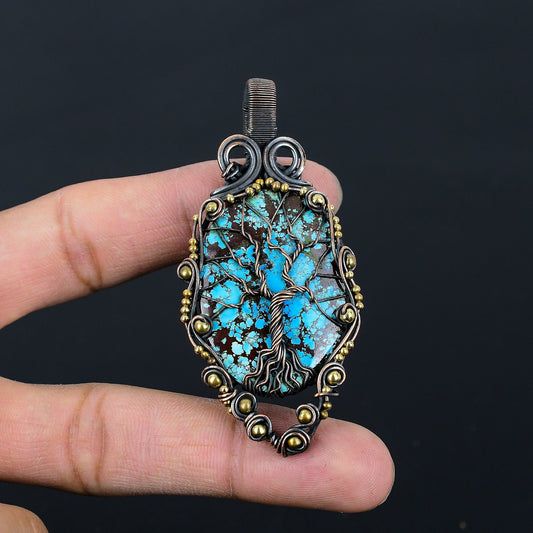 Turquoise Gemstone Tree of Life Pendant