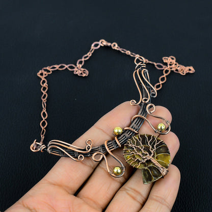 Copper Brown Ammonite Gemstone Necklace