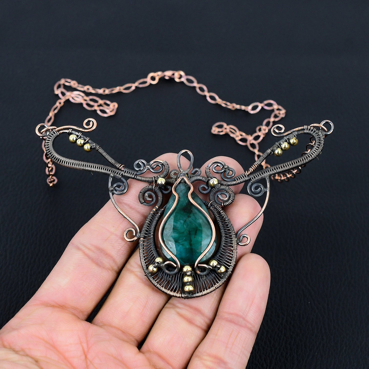 Green Emerald Gemstone Necklace