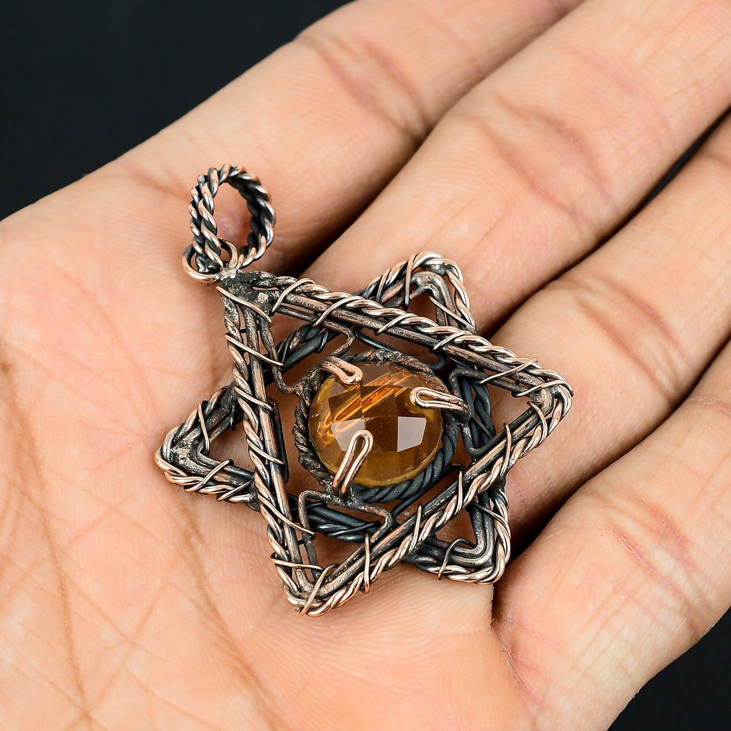 Yellow Citrine Gemstone Star Pendant