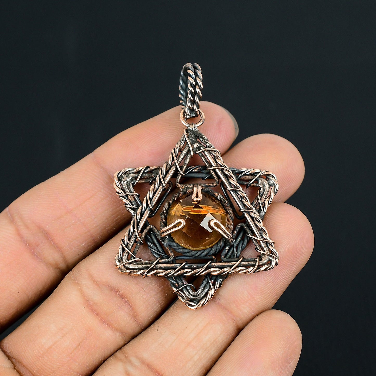 Yellow Citrine Gemstone Star Pendant