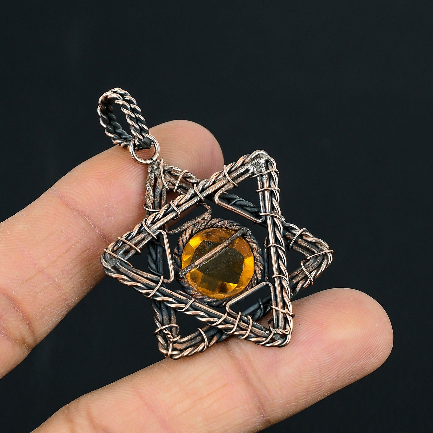 Yellow Citrine Gemstone Star Pendant